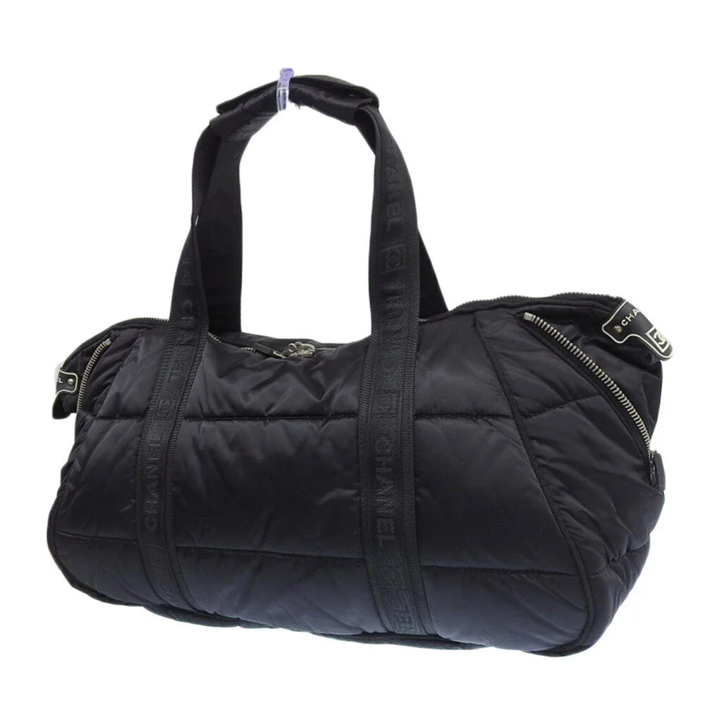 CHANEL Black Logo Boston Bag
